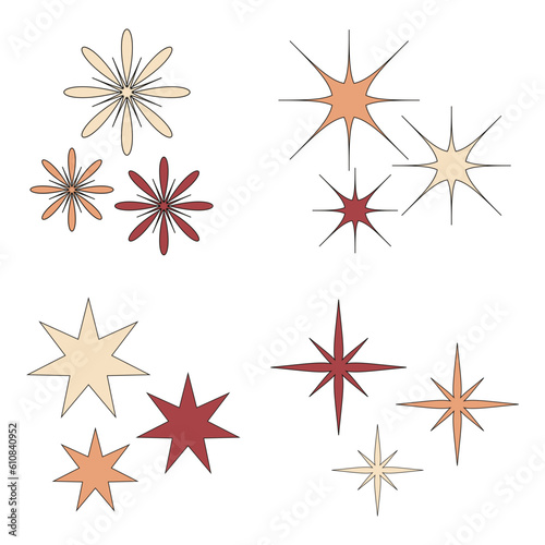 Retro shiny stars set. Star illustration on white background for design and decoration ,Vector illustration design. © Denu Studios