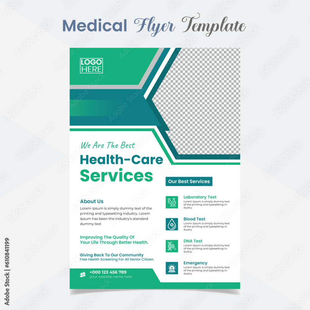 Medical healthcare flyer and poster template design
