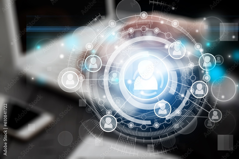 Business person use computer, and headhunting concept. Business person use computer, and headhunting concept.