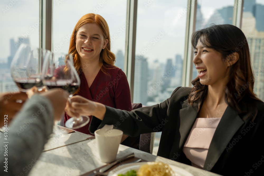 Drinking parties, groups of Asian and foreign friends to celebrate a successful party. Drinking parties, groups of Asian and foreign friends to celebrate a successful party.