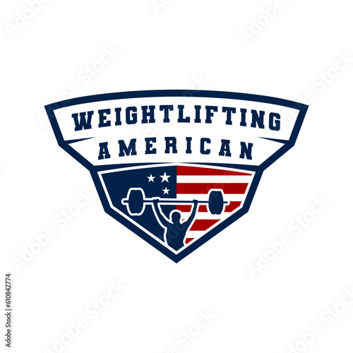 USA weightlifting sport vector illustration logo design