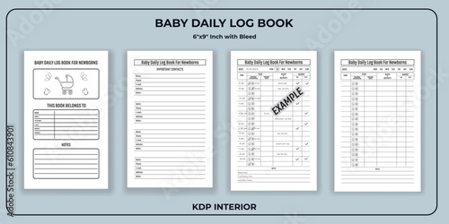 Baby Daily Log Book For Newborns KDP Interior