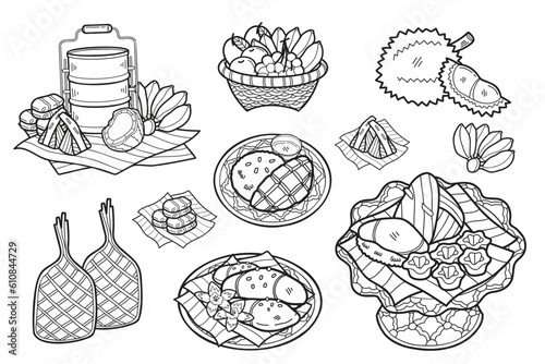 Hand Drawn Thai dessert collection in flat style illustration for business ideas