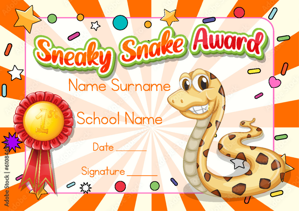 Naklejka premium Certificate for kids template with customizable design with playful fonts
