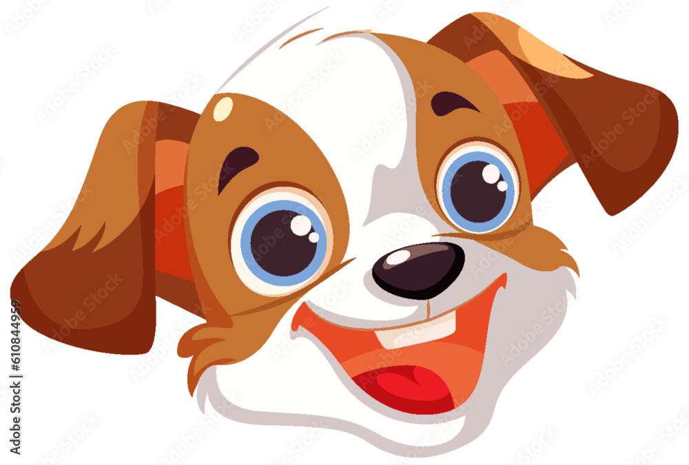 Cheerful Cute Dog Face on White Background