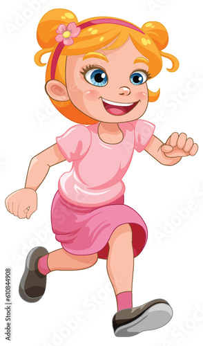 Running girl cartoon character