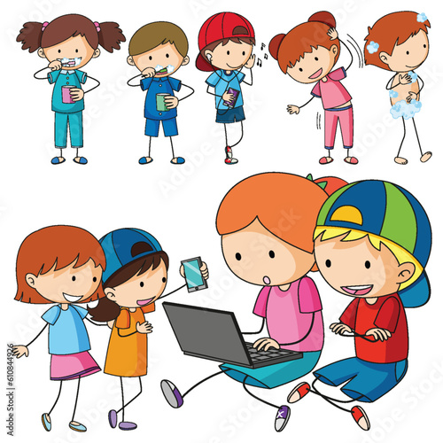 Fun Doodle Kids Doing Various Activities