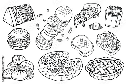 Hand Drawn fast food collection in flat style illustration for business ideas