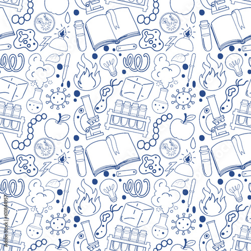 Science Objects and Icons Seamless Pattern
