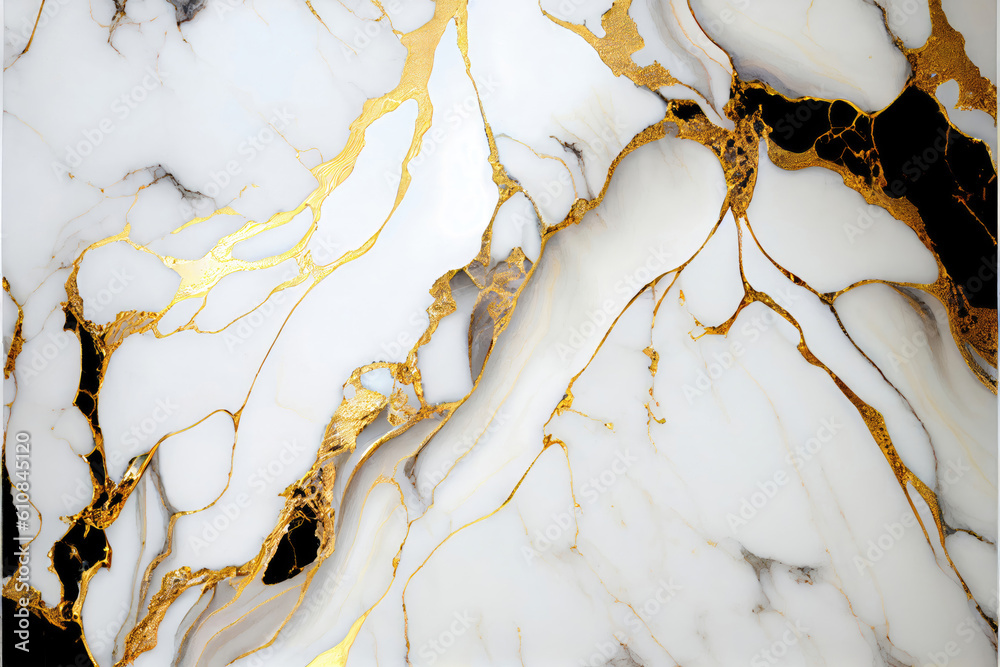 White Black Marble Background with Metallic Gold Pattern Texture Chic