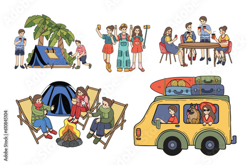 Hand Drawn outdoor traveler collection in flat style illustration for business ideas © toonsteb