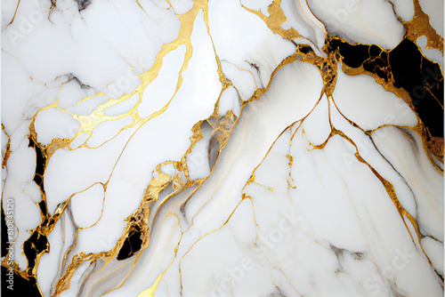White Black Marble Background with Metallic Gold Pattern Texture Chic 