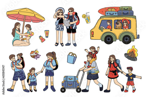 Hand Drawn outdoor traveler collection in flat style illustration for business ideas
