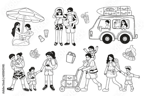 Hand Drawn outdoor traveler collection in flat style illustration for business ideas