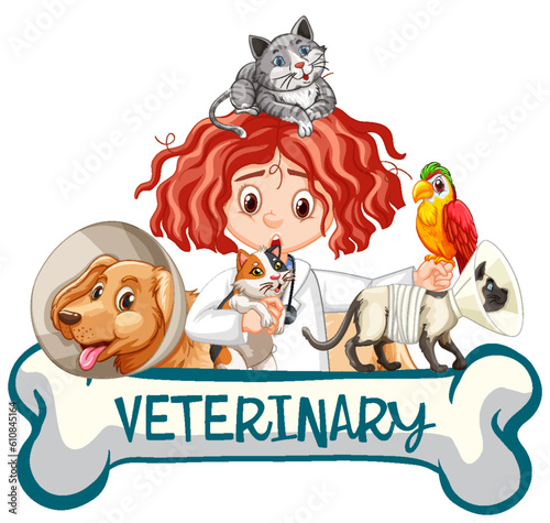 Friendly Veterinarian with Pet Animal Vector