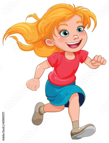 Running girl cartoon character
