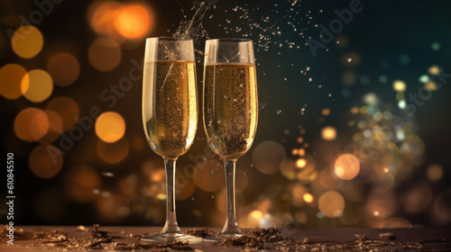 Two glasses of champagne,  Generative AI