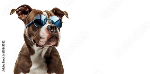 Funny dog wearing sunglasses for summer, dog with summer concept on white background © PNG for U