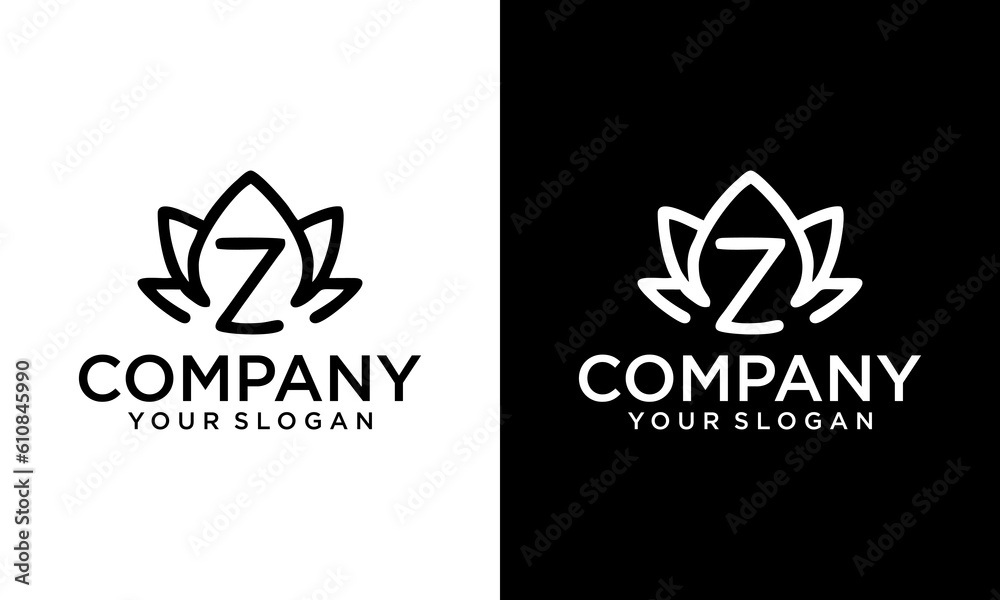 Letter Z lotus logo design. Vector combination of flower and letter Letter Z lotus logo design. Vector combination of flower and letter