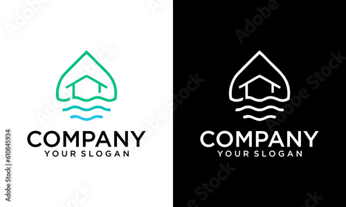 Water drop logo template illustration - Vector. Home Plumbing Water House Logo Design Template