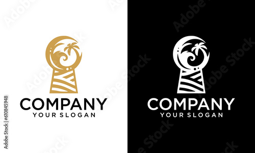 summers logo inspiration, key hole, wave, travel, beach