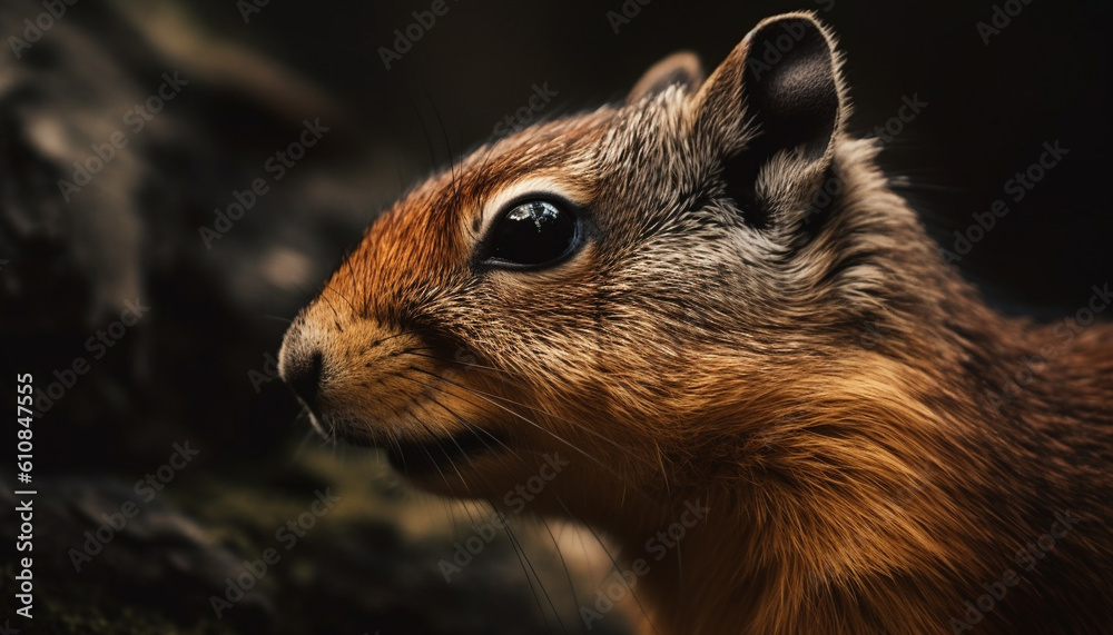 Fluffy rodent, cute and small, looking alert generated by AI Fluffy rodent, cute and small, looking alert generated by AI