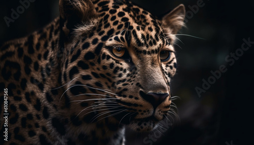 Majestic big cat staring  beauty in nature generated by AI