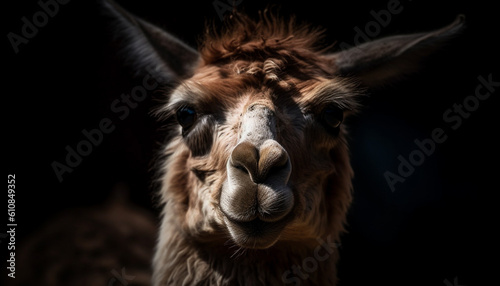 Cute alpaca and donkey pose for portrait generated by AI