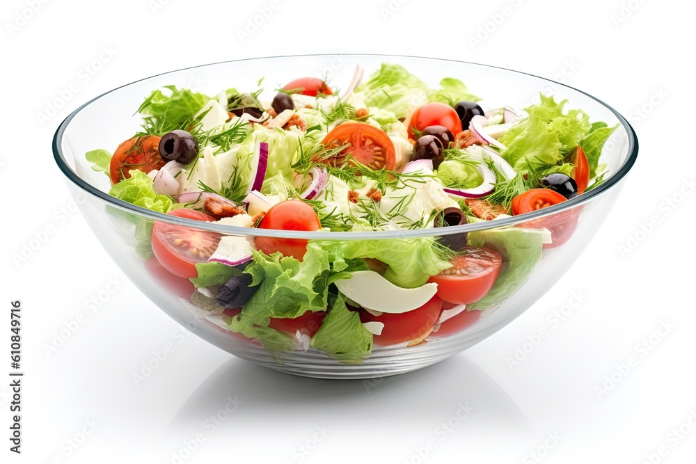 Healthy Fresh Vegetable Meal on White Background isolated. Organic Salad Plate for Health and Diet