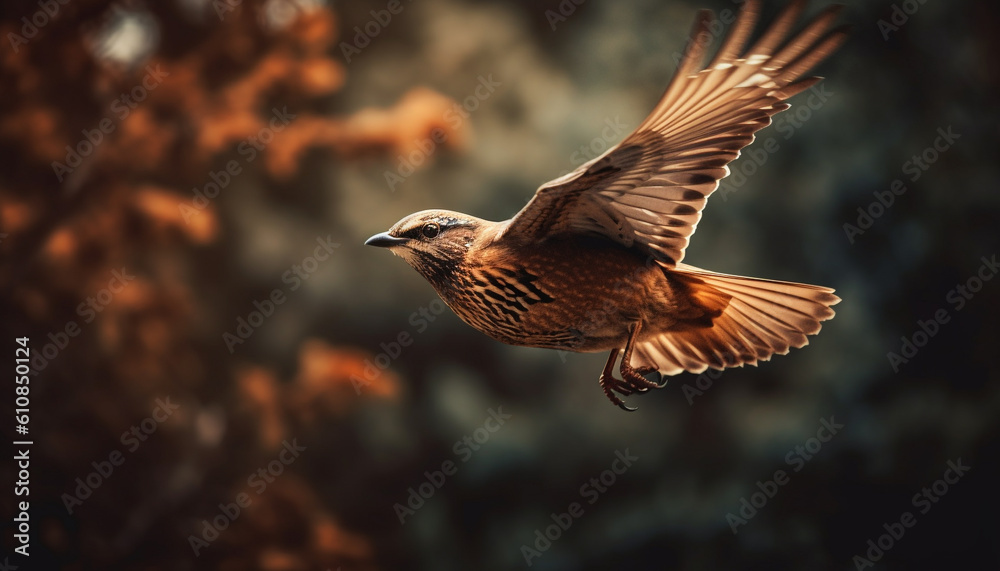 Obraz premium Spread wings, soaring high, hawk in flight generated by AI