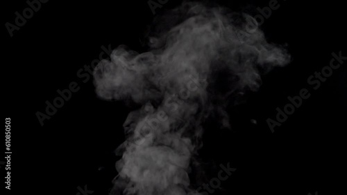 White smoke,steam on a black background.
Roaring steam.
Slow motion. Shot in 4K resolution at 120fps. photo