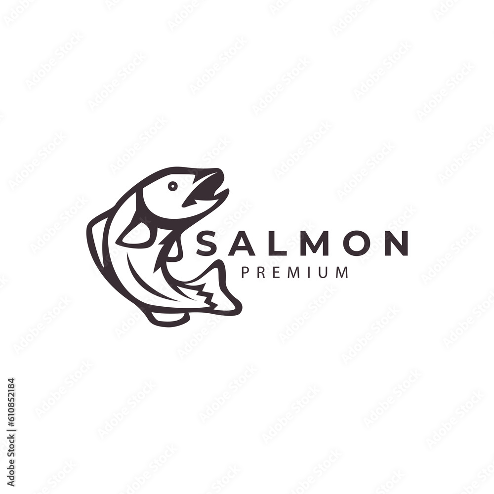 salmon fish mascot logo vector icon symbol illustration design