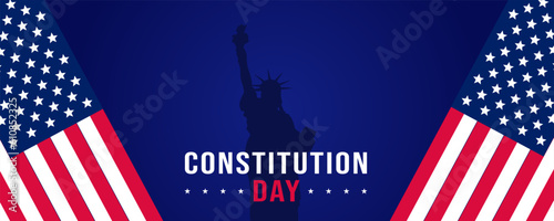 Constitution Day on 17 September Banner Background. Horizontal Banner Template Design. Vector Illustration