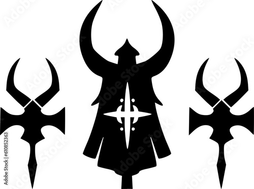 Wikinger Symbole Set mit Stab Mond und Hörnern