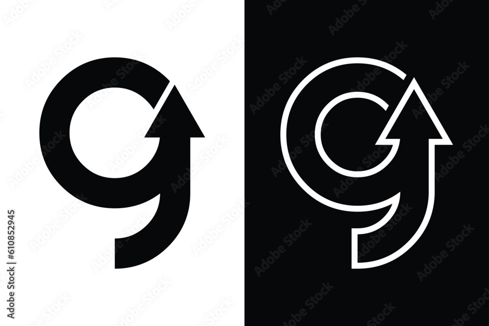Letter GG with growth arrows black and white concept. Very suitable for symbol, logo, company name, brand name, personal name, icon and many more. Letter GG with growth arrows black and white concept. Very suitable for symbol, logo, company name, brand name, personal name, icon and many more.