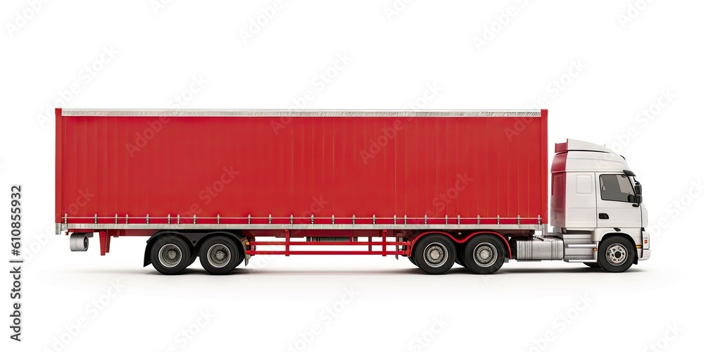 Container Trucking. Reliable Freight Shipping and Transport. Transportation Industry. Illustration of a White Truck on a White Background Container Trucking. Reliable Freight Shipping and Transport. Transportation Industry. Illustration of a White Truck on a White Background