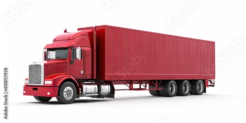 Container Trucking. Reliable Freight Shipping and Transport. Transportation Industry. Illustration of a White Truck on a White Background