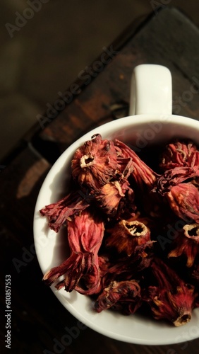 rosella hibiscus tea closed up heatly photo