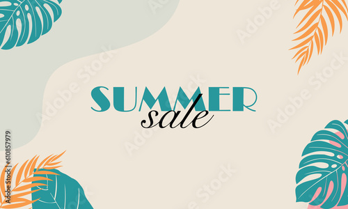 Wallpaper Mural summer sale leaves background, summer sale leaves vector, clipart graphics, leaves background, summer sale banner background. Torontodigital.ca