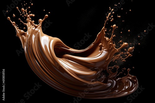 Chocolate Flow On Black Background