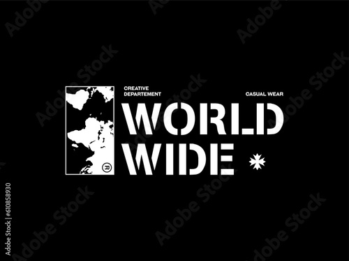 Streetwear clothing Worldwide typography vector template graphic tees ready for print