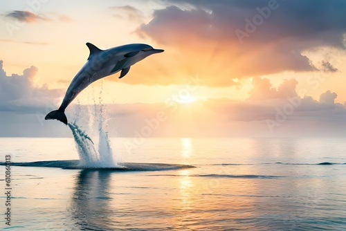 A playful dolphin jumping out of the water