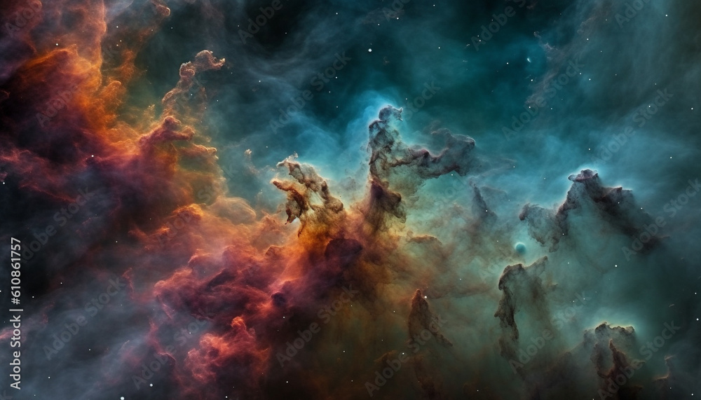 Fototapeta premium Glowing star field in deep space landscape generated by AI