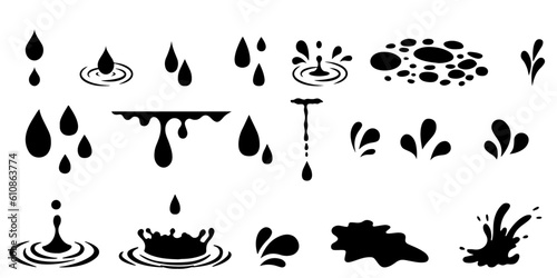 Set Of Water Drops And Splashes