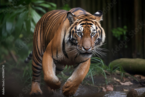 a Sumatran tiger running