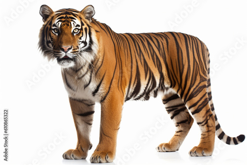 a Sumatran tiger on a white background