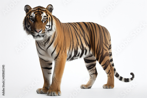 a Sumatran tiger on a white background