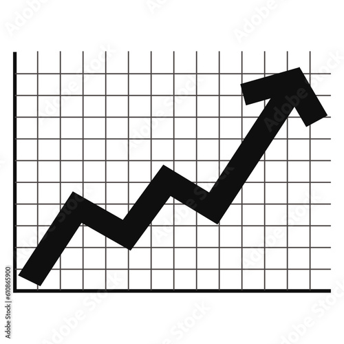 graph with an arrow going up, a business graph showing growth with skyrocketing sales