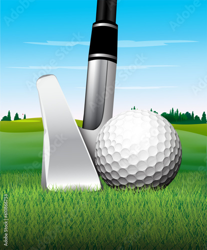 golf clubs and golf balls