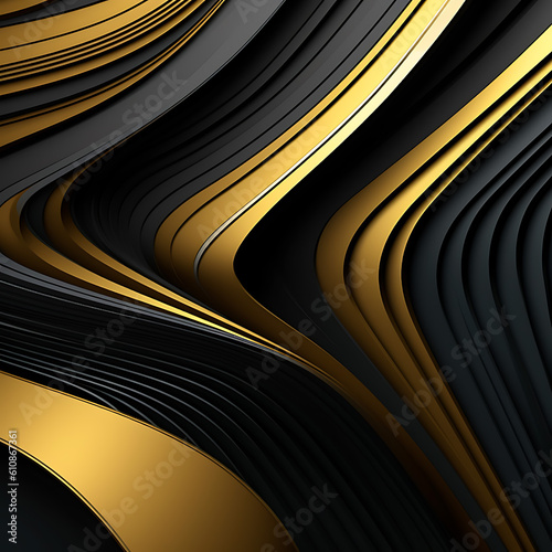 Wavy background in black and gold